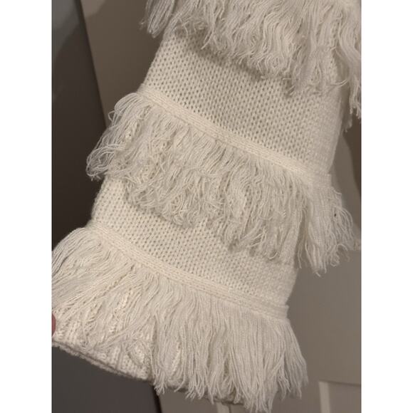 Fringe Sweater By Harper Heritage Off White Long Sleeved Cable Knit Sz M Boho - Picture 3 of 7